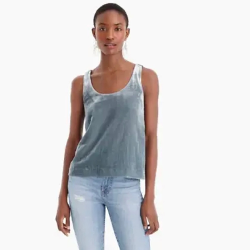J Crew Tank Top Womens 20 Plus Velvet Gray Blue Sleeveless Scoop Blouse Holiday